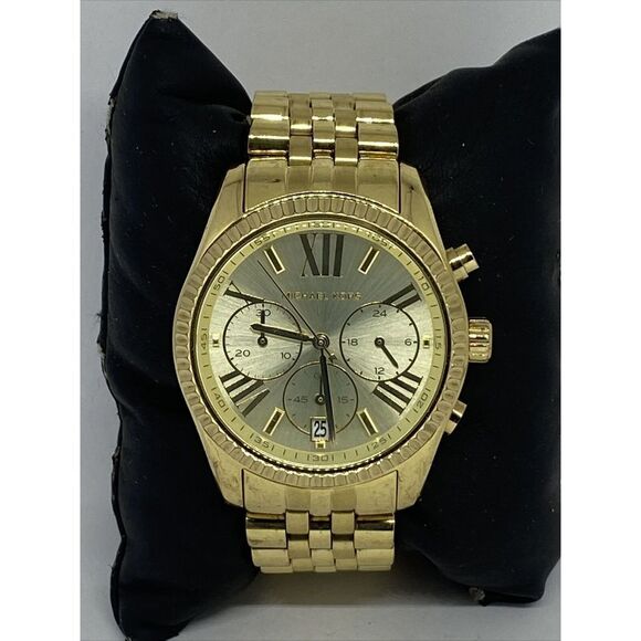 Michael Kors Lexington MK5556 Womens Gold Stainless Steel Analog Dial Watch RQ15 - Picture 1 of 12